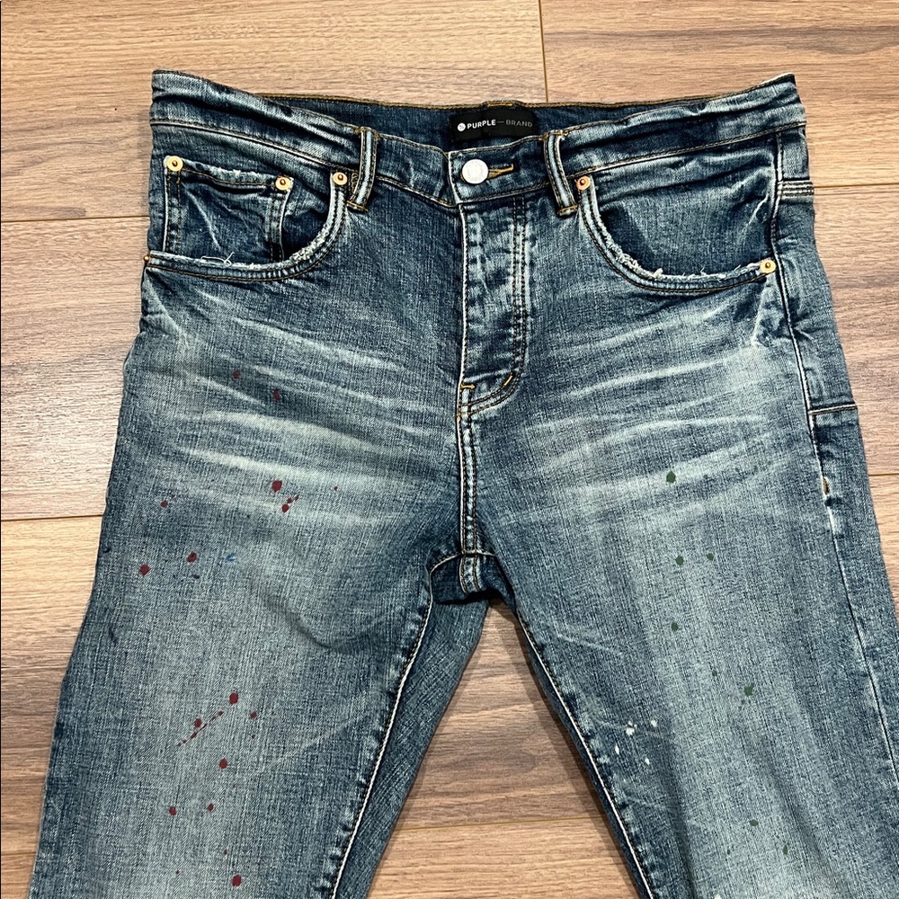 Purple Brand Style No. 0002 Button Fly Skinny Jean with Paint Splatter Size 31 - Picture 6 of 12